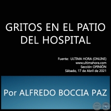 GRITOS EN EL PATIO DEL HOSPITAL - Por ALFREDO BOCCIA PAZ - Sbado, 17 de Abril de 2021